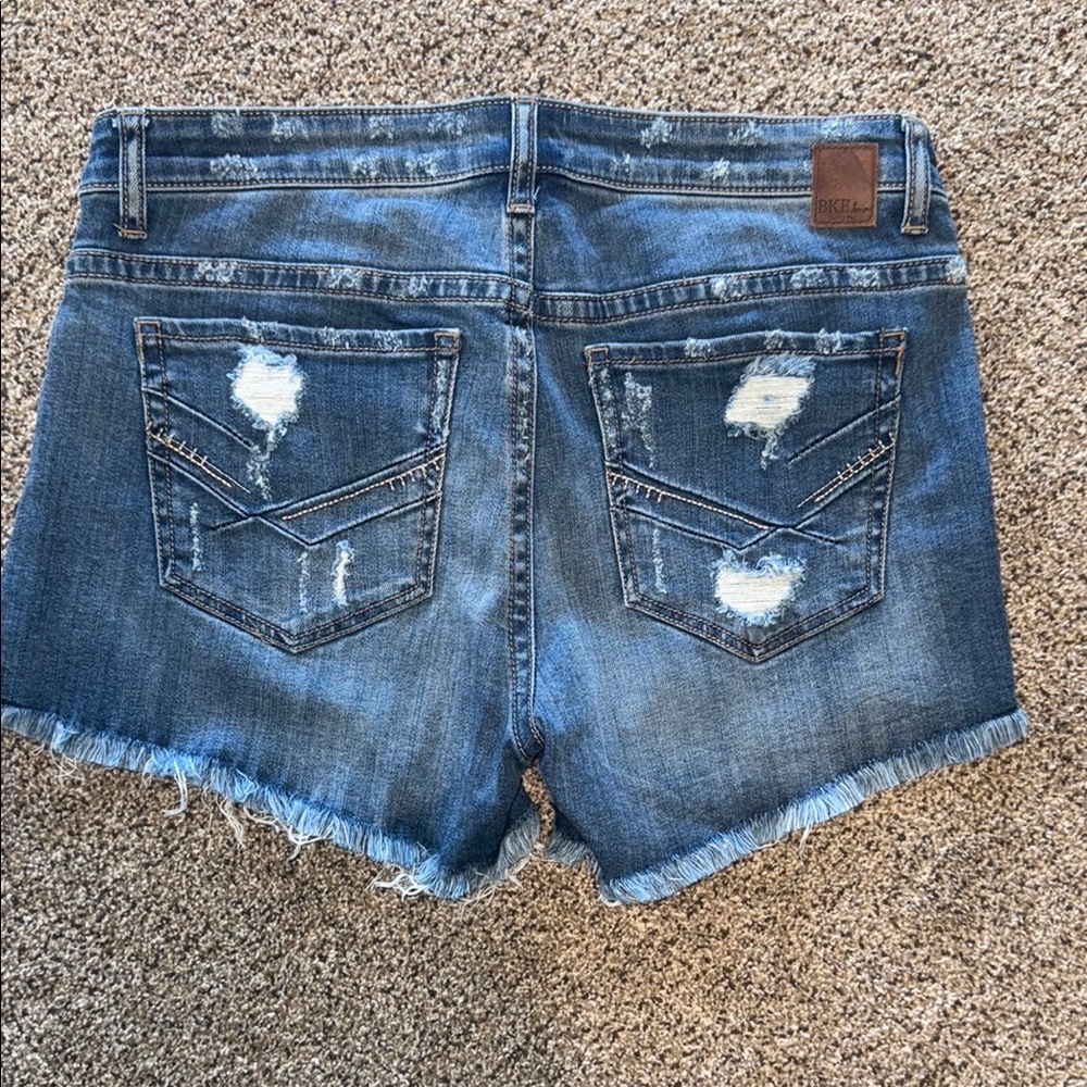 BKE Blue Distressed Cut-Off Jean Shorts